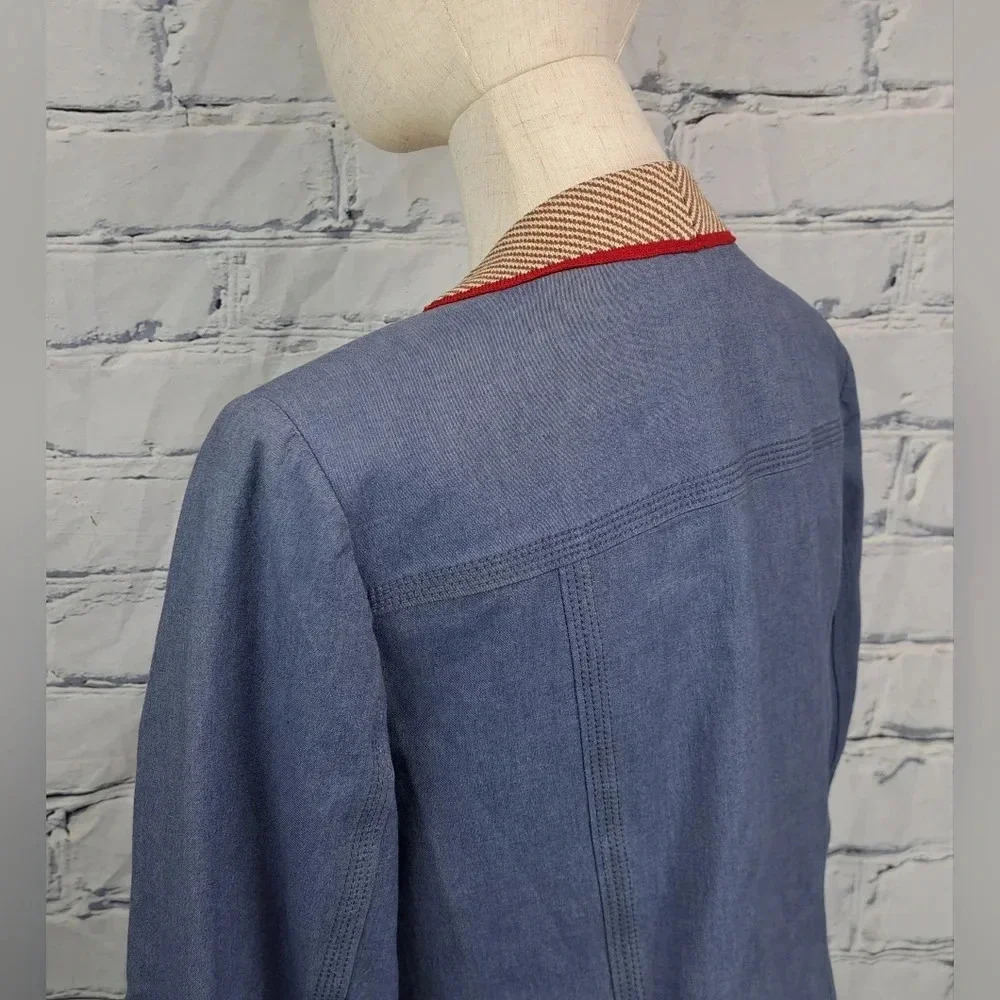 St John Sport Women's Full Zip Denim Jacket Stretch Multicolor Size Medium - Picture 10 of 16